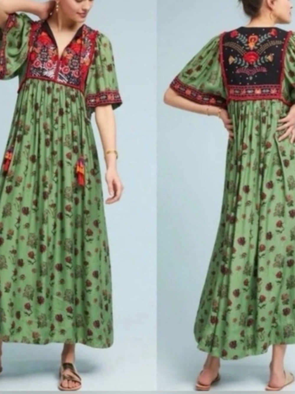 Anthropologie x Verb Basil Embroidered Maxi Dress